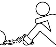 Coloriage Un esclave chain&eacute;
