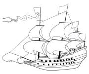 Coloriage Un voilier du moyen age