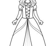 Coloriage Une femme m&eacute;di&eacute;vale imprimable