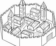 Coloriage Ville mur&eacute;e de moyen age