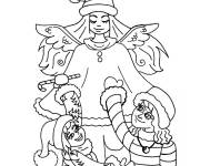 Coloriage Ange et enfants et la musique de Noel