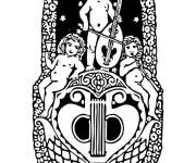 Coloriage Anges et musique