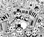 Coloriage Animaux kawaii en symphonie