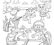 Coloriage Animaux Musiciens dans le zoo