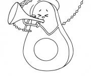Coloriage Avocat mexicain jouant du Sombrero