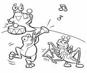 Coloriage Bande de musique de l'escargot avec ses amis
