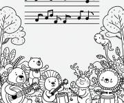 Coloriage Bande de musique en concert dans la jungle