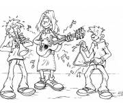 Coloriage Bande de musique rigolote pour enfants