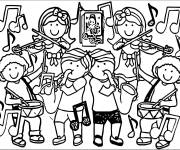 Coloriage Chacun des enfants &agrave; son role musical
