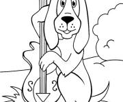 Coloriage Chien Musicien de Br&ecirc;me