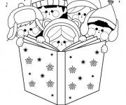 Coloriage Chorale d'enfants et la musique en Noel