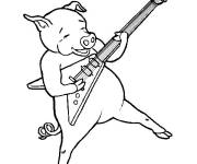 Coloriage Cochon rockeur