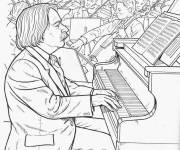 Coloriage Concert de musique classique en noir et blanc