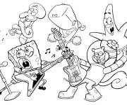 Coloriage Concert de musique de Bob l'&eacute;ponge