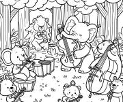 Coloriage Concert des animaux mignons