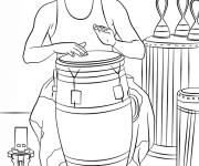 Coloriage Conga et musicien