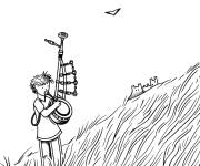 Coloriage Cornemuse dans les hautes terres