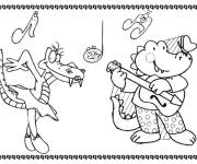 Coloriage Couple des crocodiles qui f&ecirc;tent la musique
