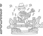 Coloriage cow-boy jouant de la guitare