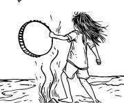 Coloriage Danse du tambourin sur la plage