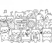 Coloriage Des chats festifs de la musique