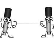 Coloriage et dessins gratuit Deux microphones dr&ocirc;les à imprimer