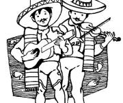 Coloriage Deux musiciens mexicains en chantant