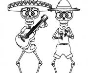 Coloriage Deux Squelettes Musiciens