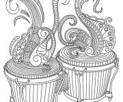 Coloriage Deux tambours de musique zentangle