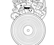 Coloriage Disque vinyle de musique