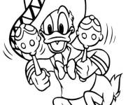 Coloriage Donald Duck passionn&eacute; par la musique