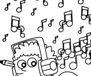 Coloriage Ecouter la musique avec les notes