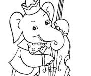 Coloriage &Eacute;l&eacute;phant musicien de dessin anim&eacute;