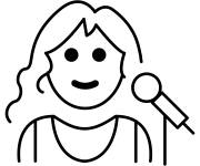 Coloriage Emoji d'une femme chanteuse