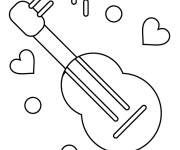 Coloriage Emoji Guitare Saint Valentin
