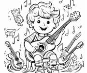 Coloriage Enfant en concert de Musique ind&eacute;