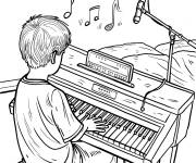 Coloriage Exercice du piano &agrave; la maison