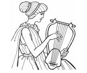 Coloriage Femme &agrave; la lyre