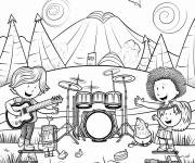 Coloriage Festival de musique dans la foret