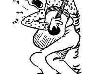 Coloriage F&ecirc;ter la musique m&ecirc;me sur le lit