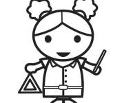 Coloriage Fille chibi triangle