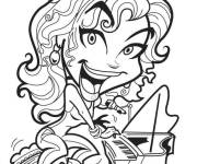 Coloriage Fille pianiste en sketch