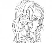 Coloriage Fille style anime avec de casques
