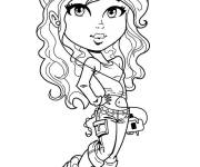Coloriage Fille style anim&eacute; musicienne