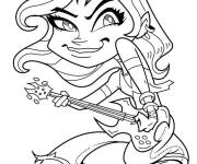 Coloriage Fille tenant une guitare cp