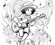 Coloriage Gar&ccedil;on musicien de Jazz