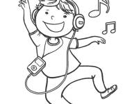 Coloriage Gar&ccedil;on musique