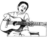 Coloriage Gar&ccedil;on qui s'amuse avec son guitare