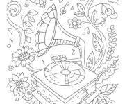Coloriage Gramophone &agrave; motif zentangle