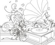 Coloriage gramophone de musique